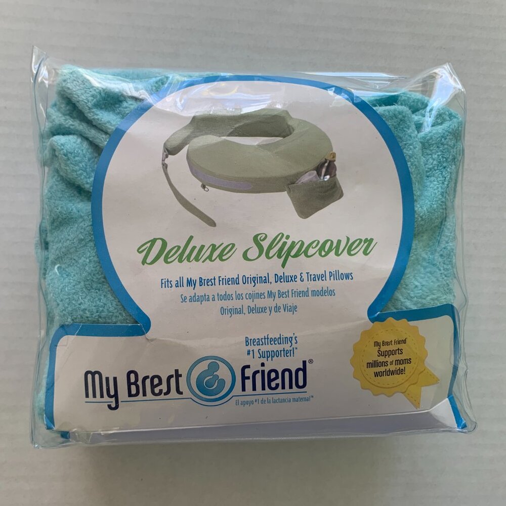 My Brest Friend Original Nursing Pillow Slipcover Sleeve Cover Aqua Blue NIP New